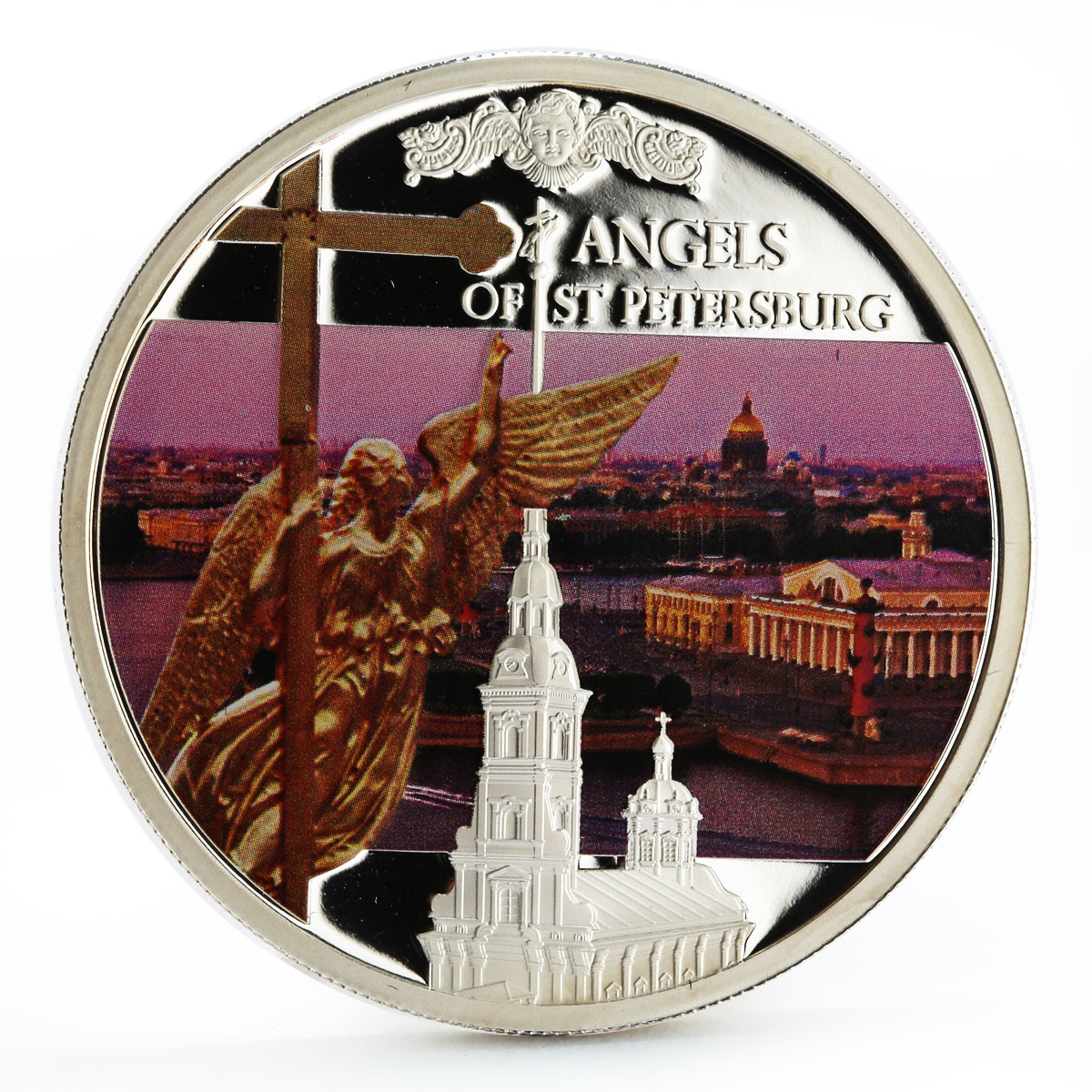 Niue 2 dollars Angels of St. Petersburg colored silver coin 2014
