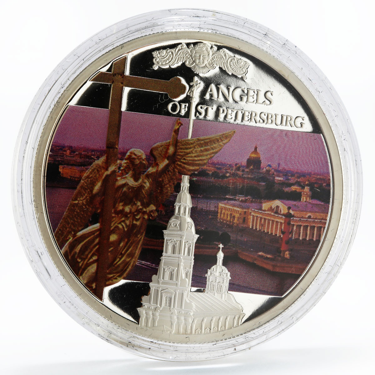 Niue 2 dollars Angels of St. Petersburg colored silver coin 2014