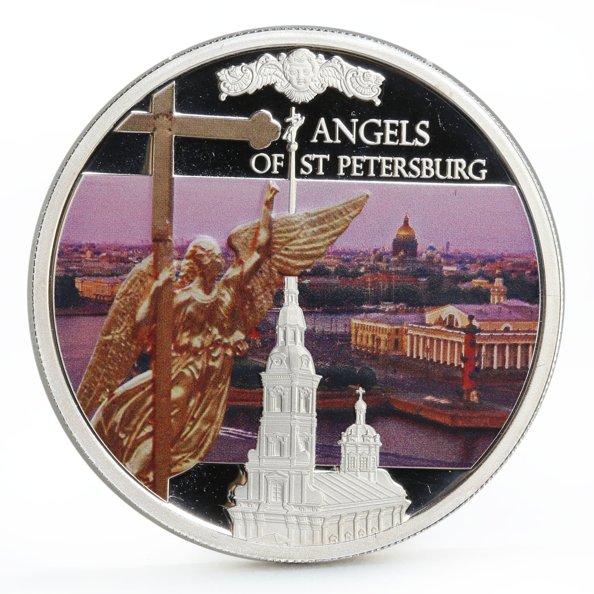 Niue 2 dollars Angels of St. Petersburg colored silver coin 2014