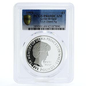 Great Britain 5 pounds In Memory of Princess Diana PR69 PCGS silver coin 1999