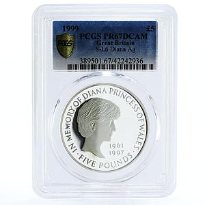 Great Britain 5 pounds In Memory of Princess Diana PR67 PCGS silver coin 1999