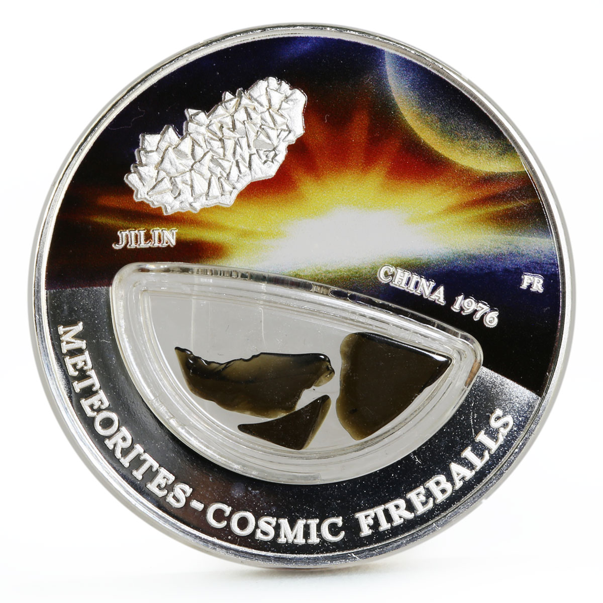 Fiji 10 dollars Meteorites Jilin China 1976 colored proof silver coin 2012