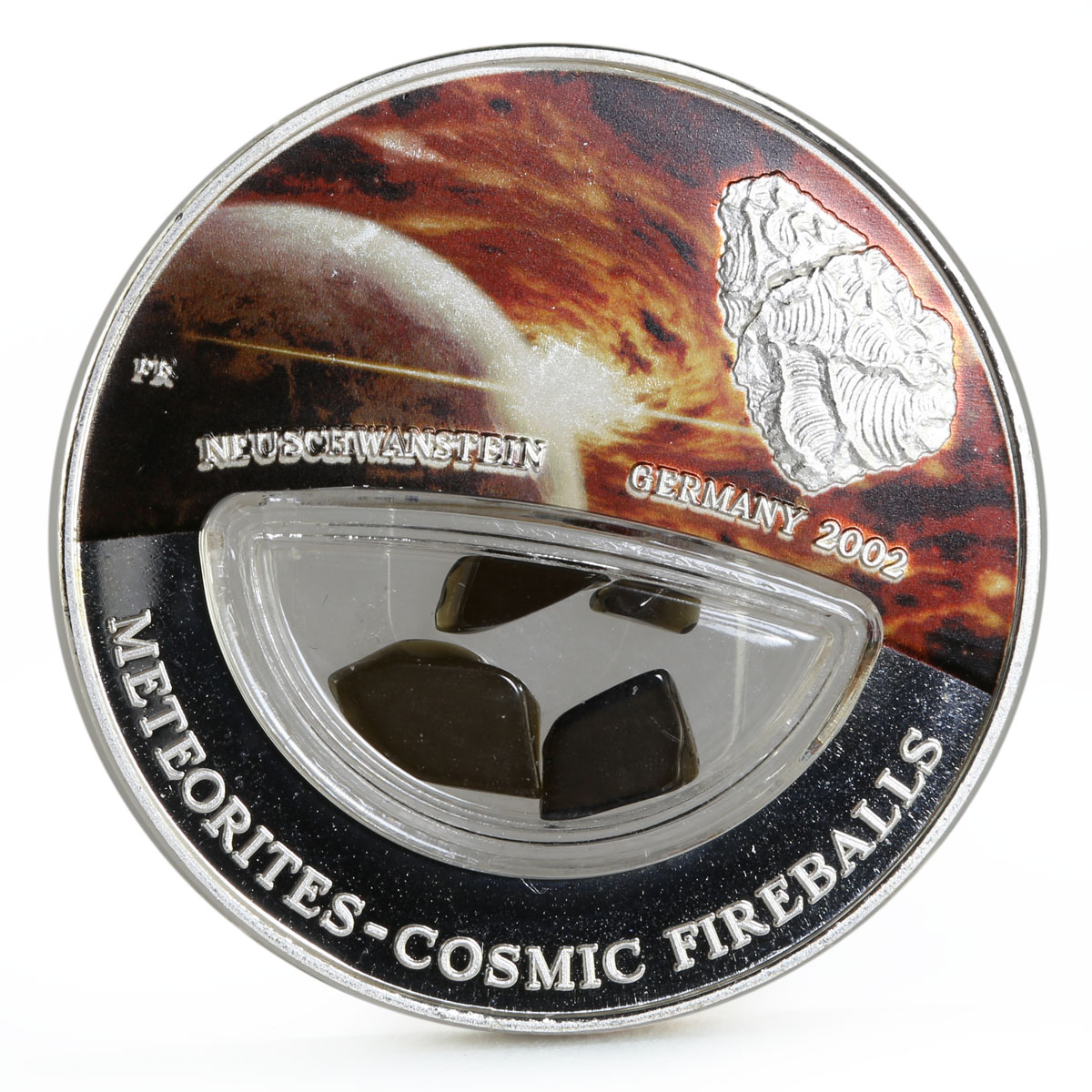 Fiji 10 dollars Meteorites Neuschwanstein Germany 2002 colored silver coin 2012