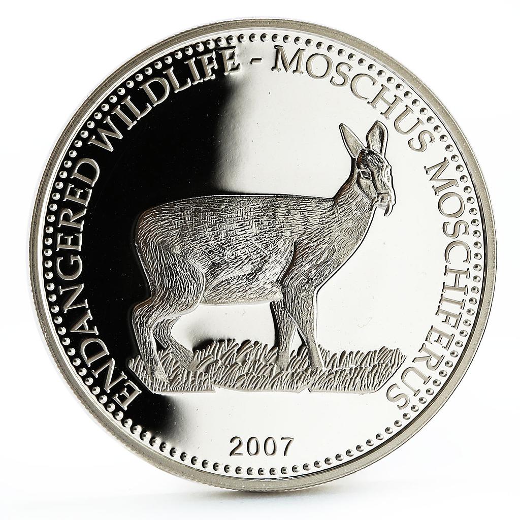 Mongolia 500 togrog Endangered Wildlife series Siberian Deer silver coin 2007