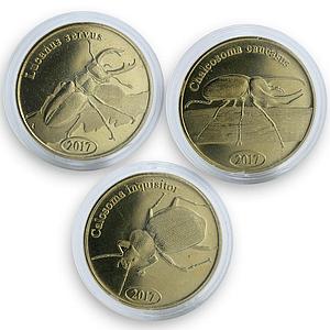 Indonesia North Sumatra 500 rupiah set of 3 coins Beetles 2017