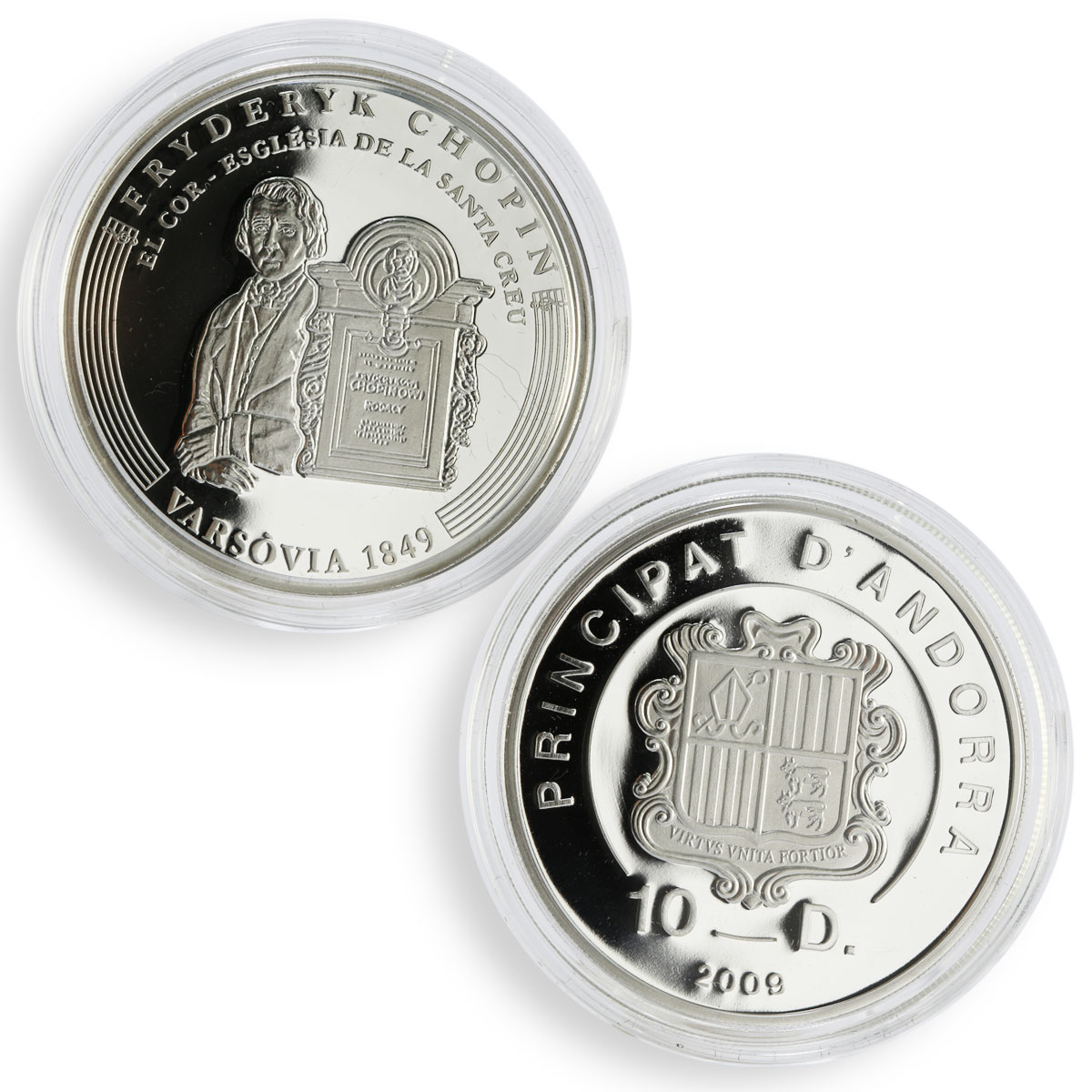 Andorra set of 8 coins Frederic Chopin's Anniversary colored silver coin 2009