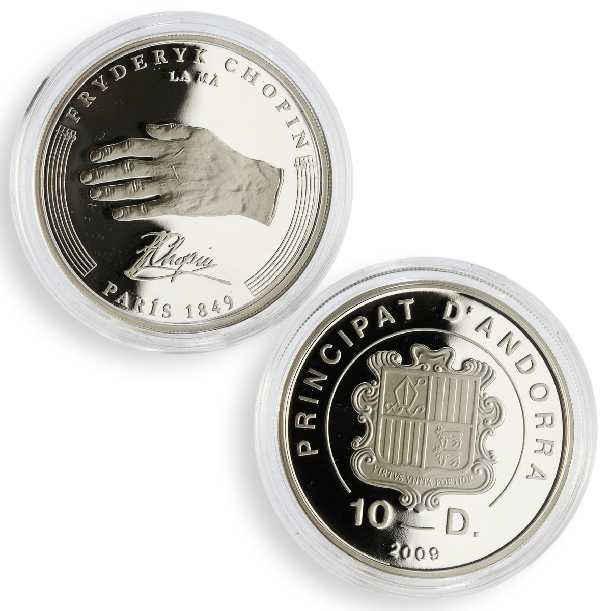 Andorra set of 8 coins Frederic Chopin's Anniversary colored silver coin 2009