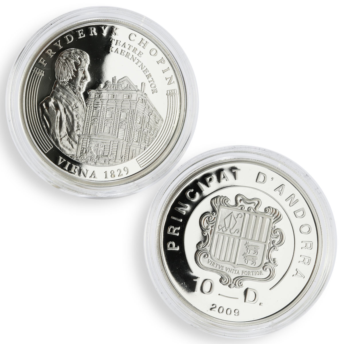 Andorra set of 8 coins Frederic Chopin's Anniversary colored silver coin 2009