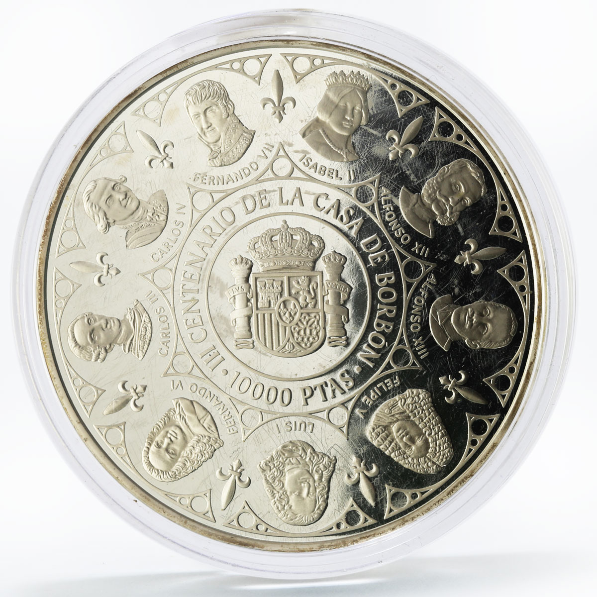 Spain 10000 pesetas 300th Anniversary of Bourbon Family proof silver coin 1999