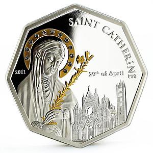 Cook Islands 5 dollars Faith series Saint Catherine proof silver coin 2011