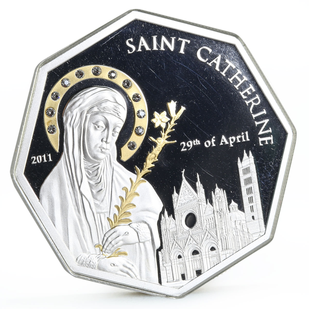 Cook Islands 5 dollars Faith series Saint Catherine proof silver coin 2011