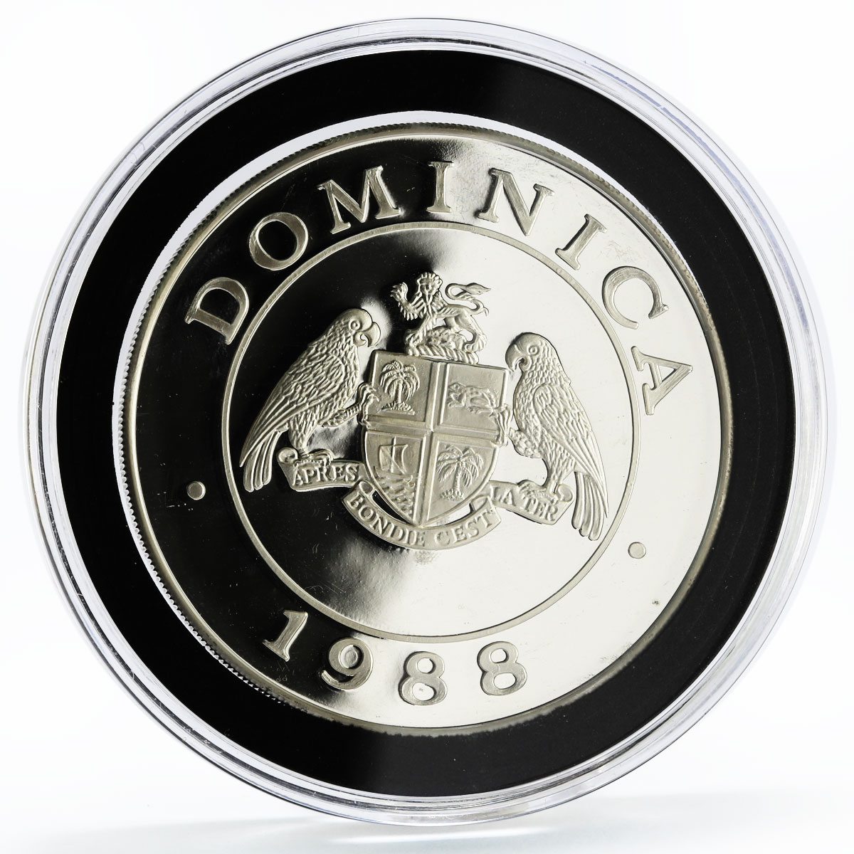 Dominican Republic 100 dollars Local Fauna series Parrots proof silver coin 1988