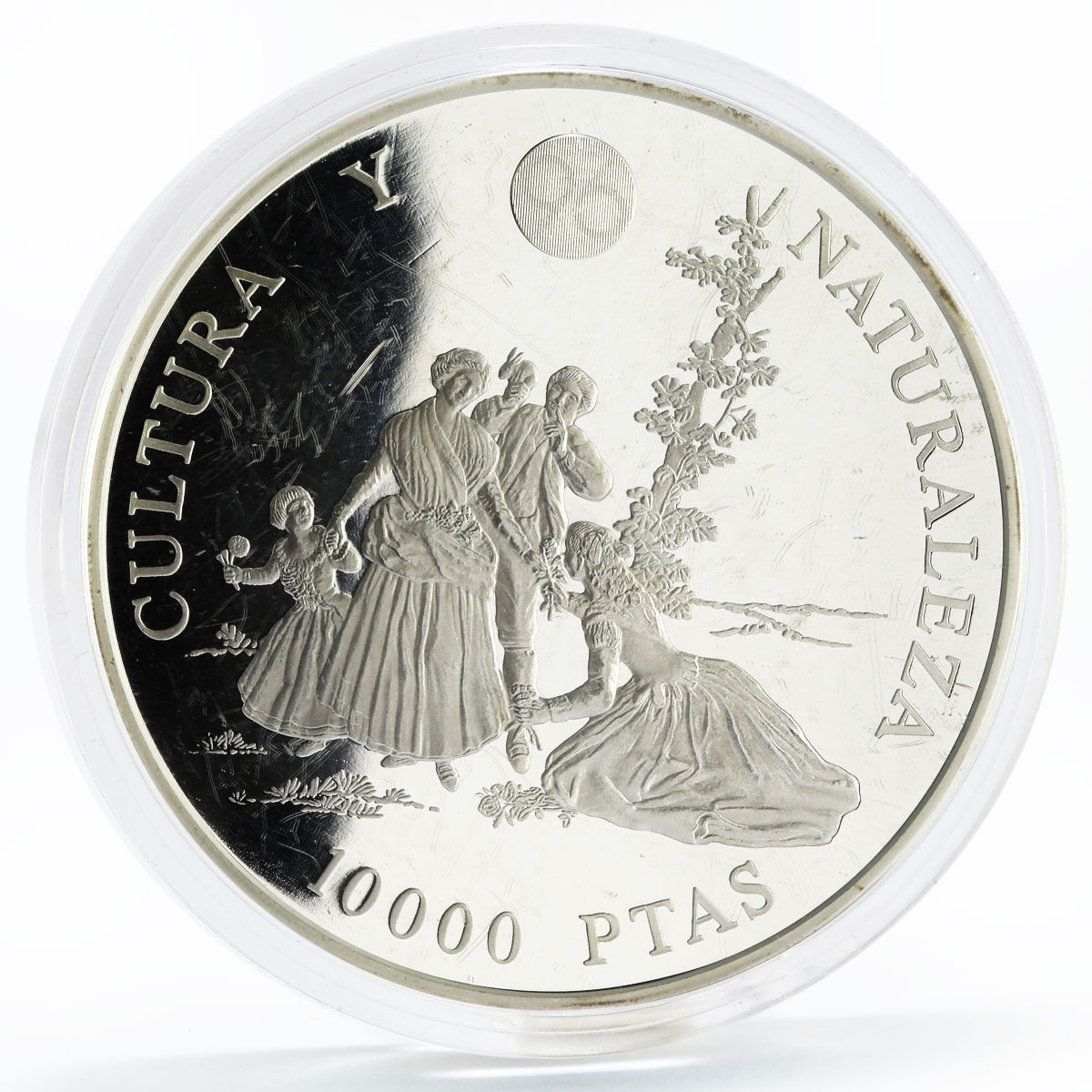 Spain 10000 pesetas Art series Naked Maja and Flower Pickers silver coin 1996