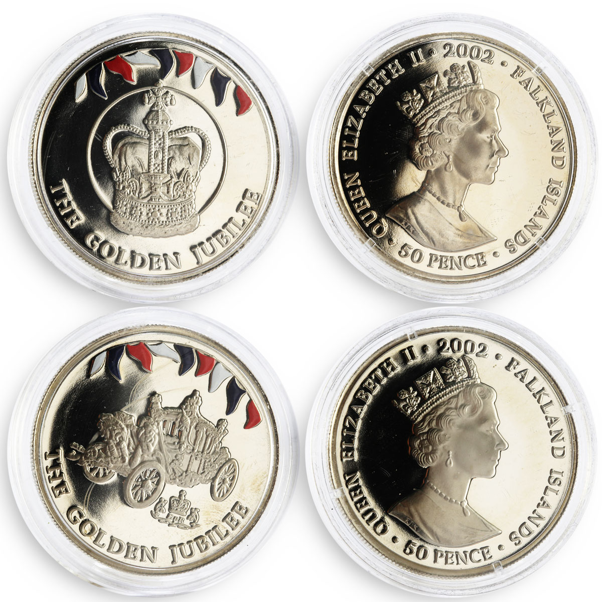 Falkland Islands set of 12 coins Golden Jubilee of the Queen nickel coins 2002