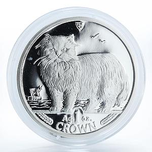 Isle of Man 1 crown Home Pets Persian Cat Animals proof silver coin 1989