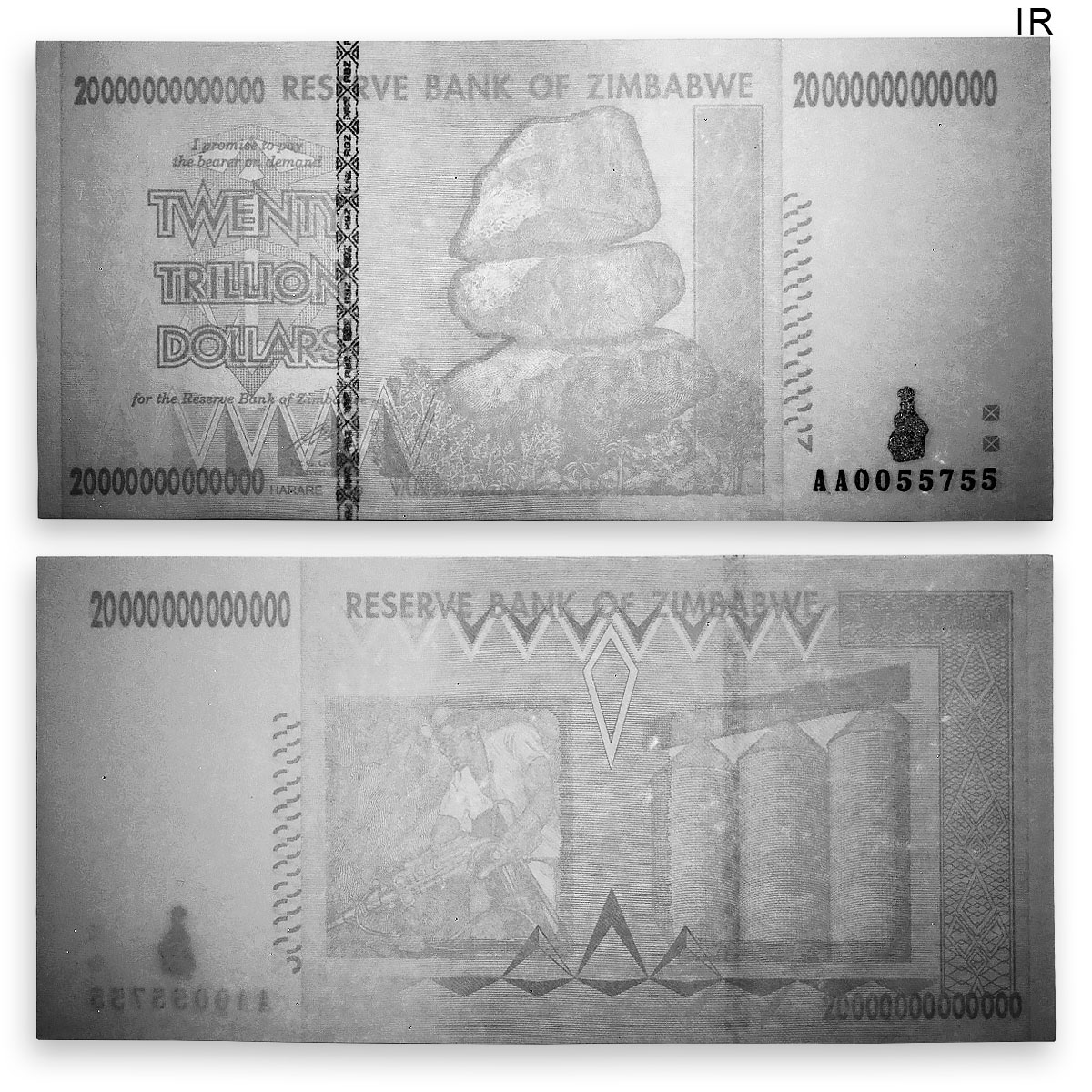 ZIMBABWE 20 TRILLION DOLLARS AA Series BANKNOTE CURRENCY UNCIRCULATED 2008