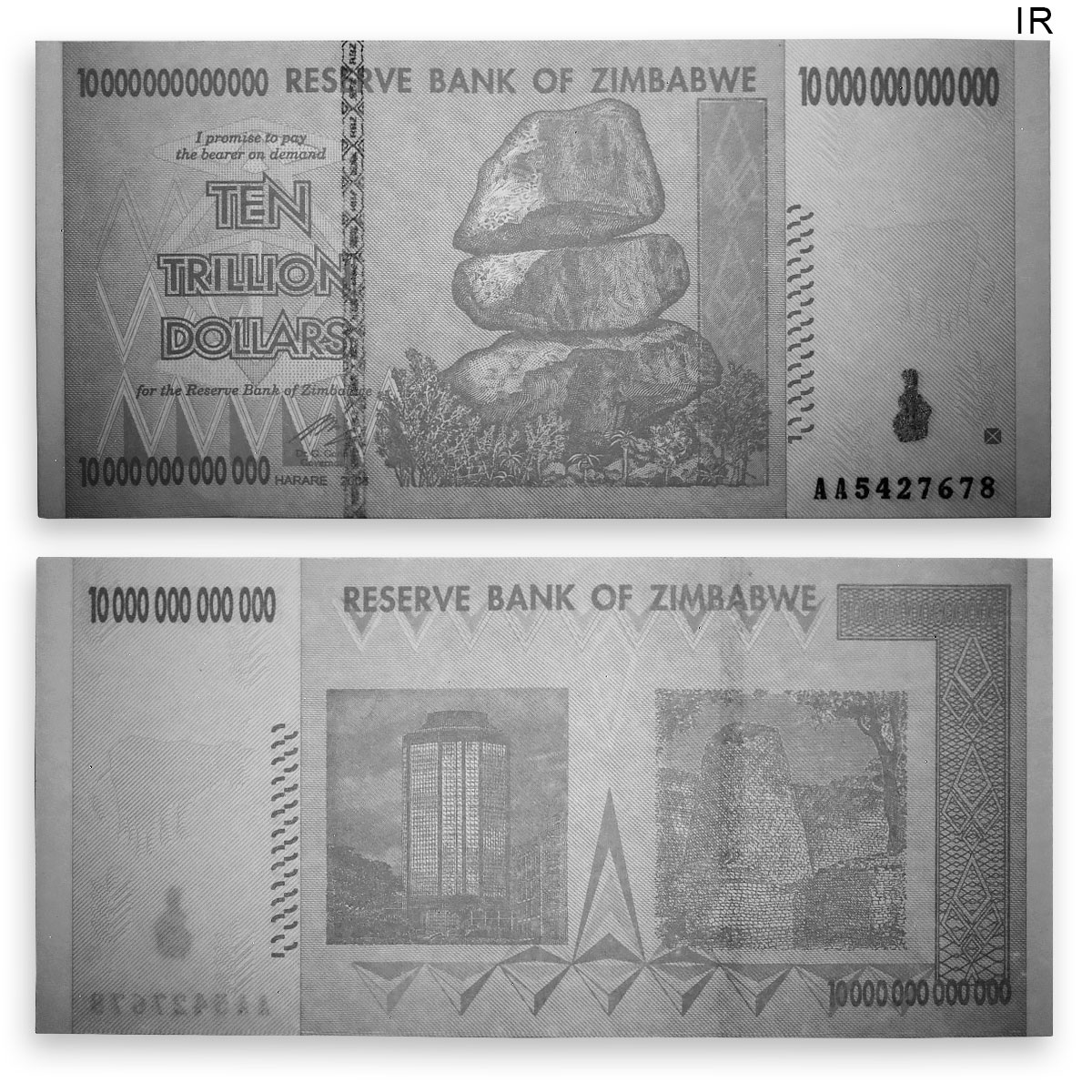 ZIMBABWE 10 TRILLION DOLLARS AA Series BANKNOTE CURRENCY UNCIRCULATED 2008