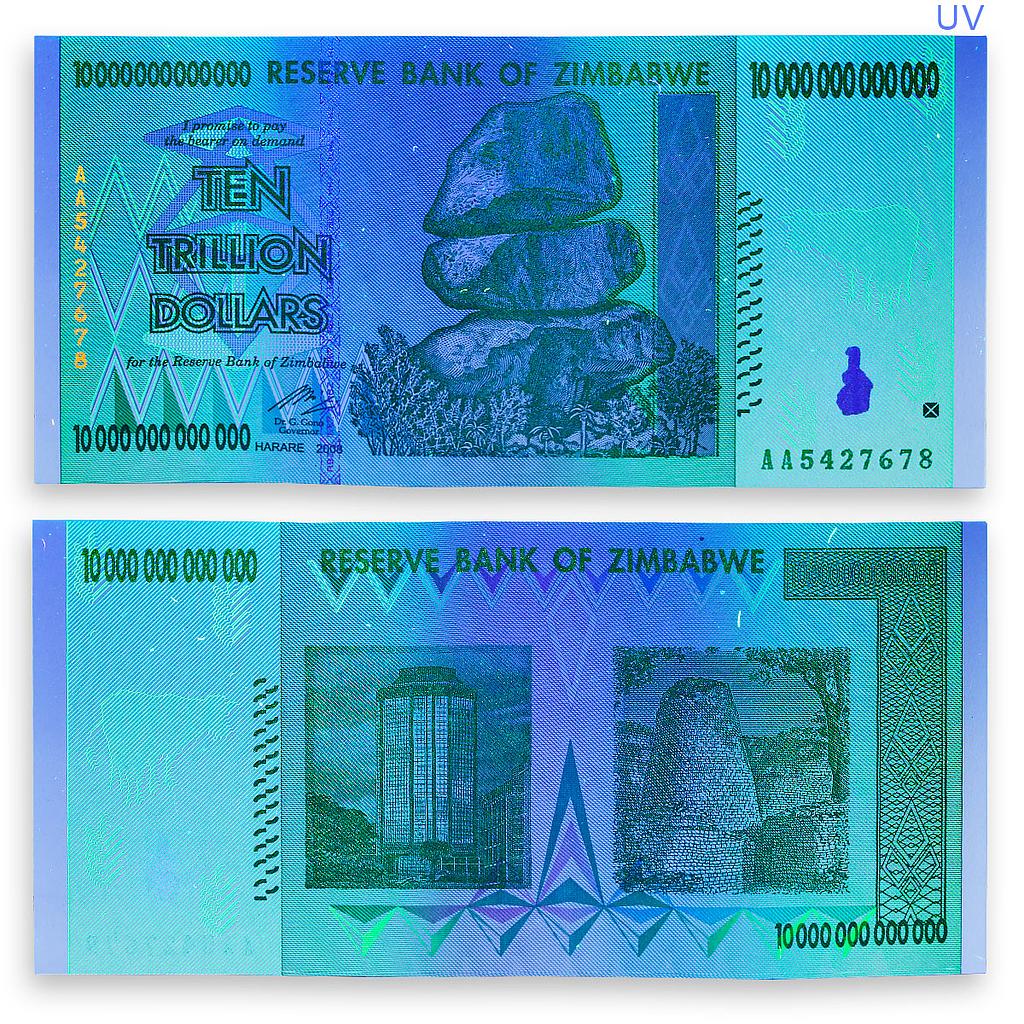 ZIMBABWE 10 TRILLION DOLLARS AA Series BANKNOTE CURRENCY UNCIRCULATED 2008