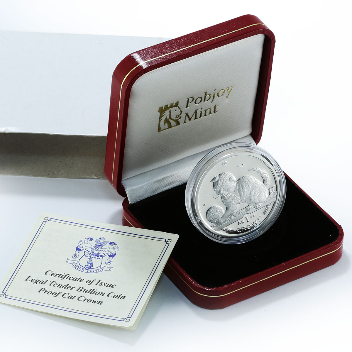 Isle of Man, 1 crown, Scottish Fold cat, silver, proof, coin 2000