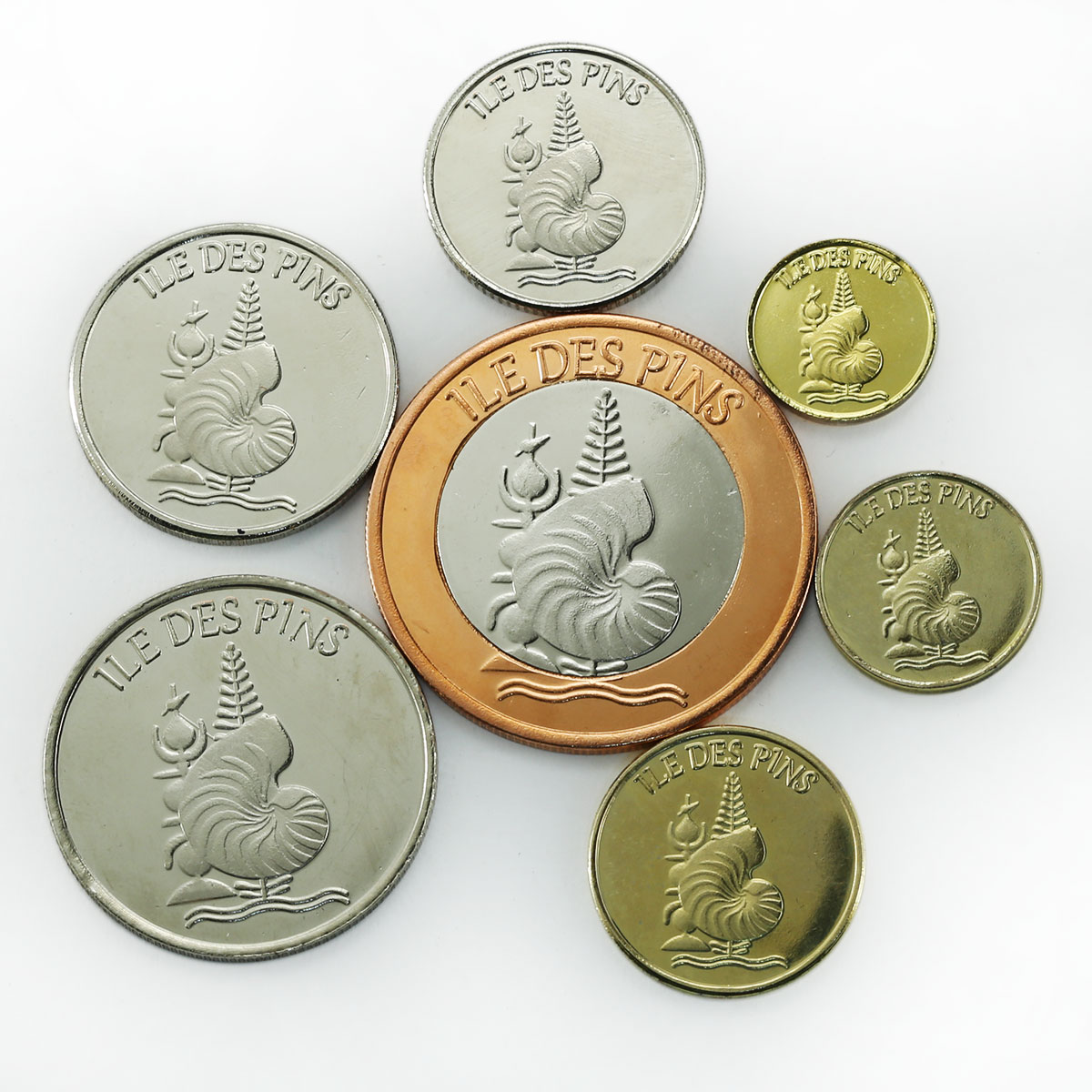 Isle of Pines, set of seven coins 2014