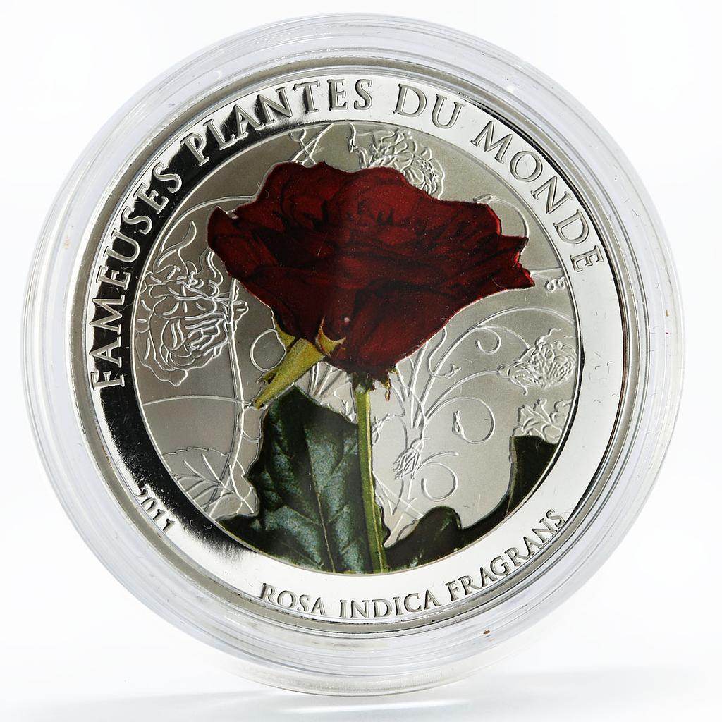 Benin 100 francs Famous World Plants series The Rose colored coin 2011
