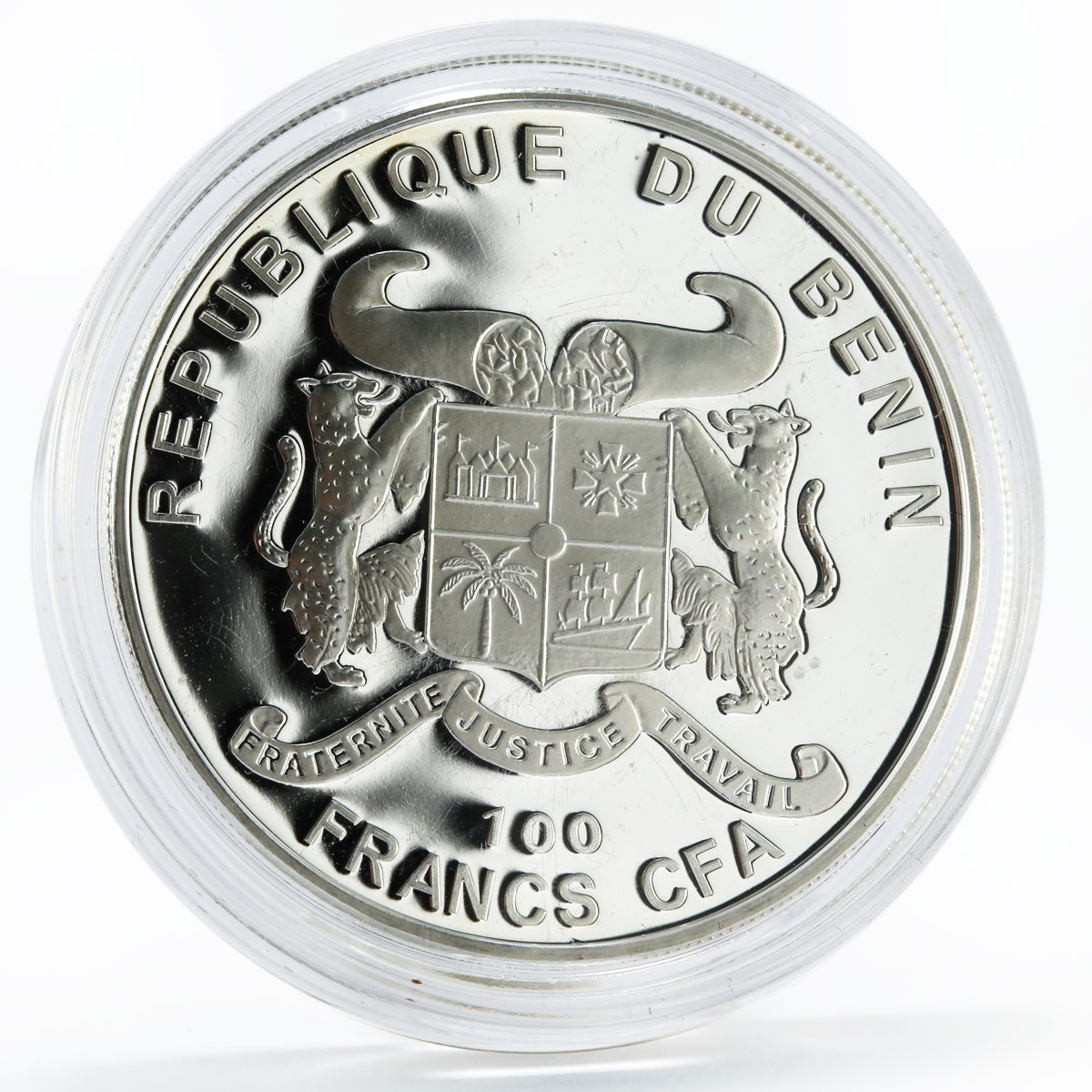 Benin 100 francs Famous World Plants series The Rose colored silver coin 2011