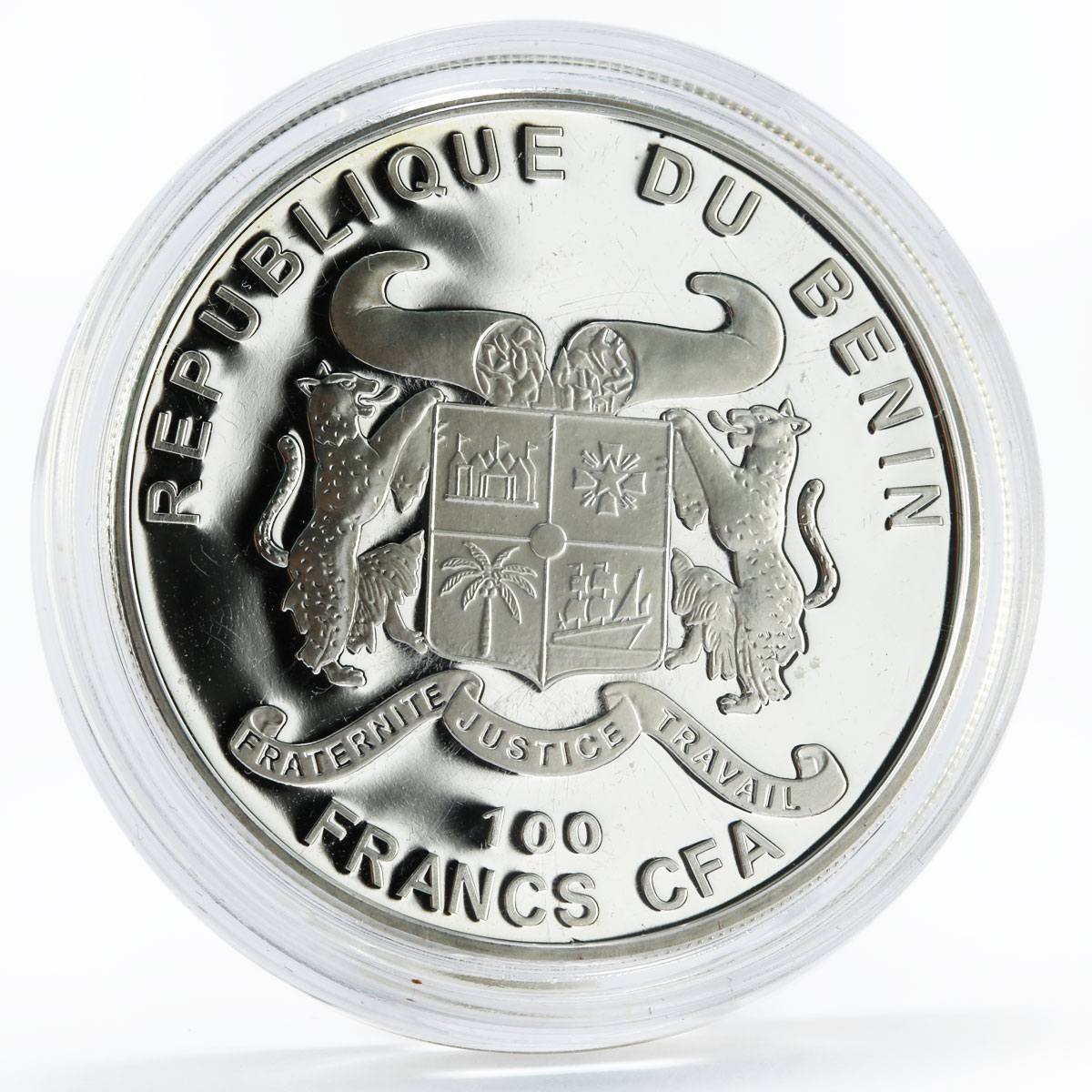 Benin 100 francs Famous World Plants series The Rose colored silver coin 2011