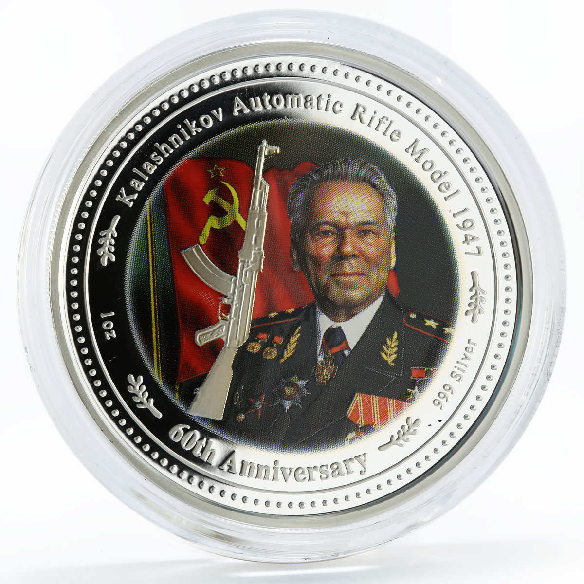 Cook Islands set of 2 coins 60 Years to Kalashnikov Rifle silver coin 2007