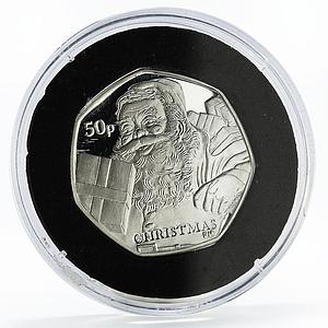 Isle of Man 50 pence Holidays series Father Christmas proof silver coin 2011