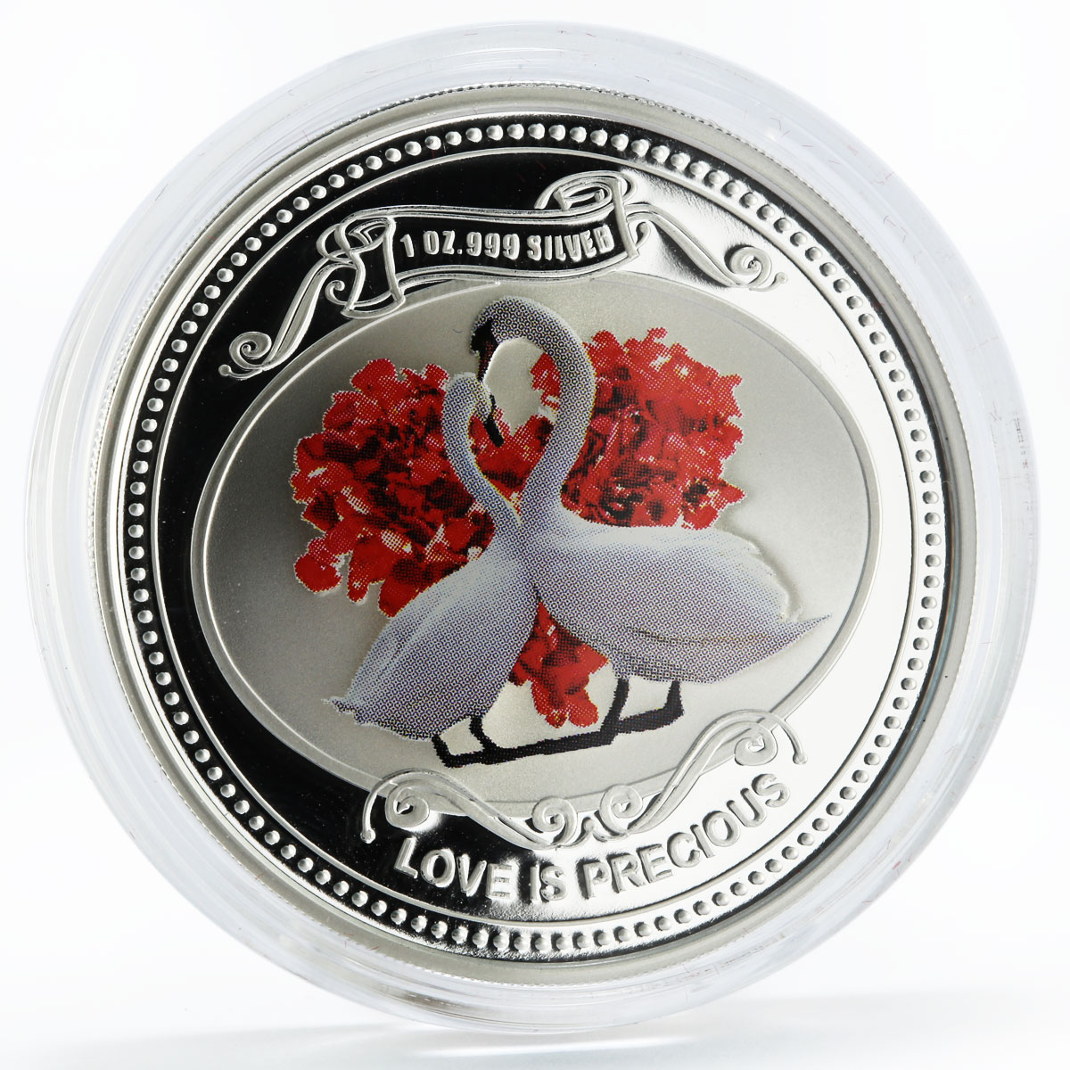 Niue 2 dollars Love is Precious series Two Swans colored silver coin 2010