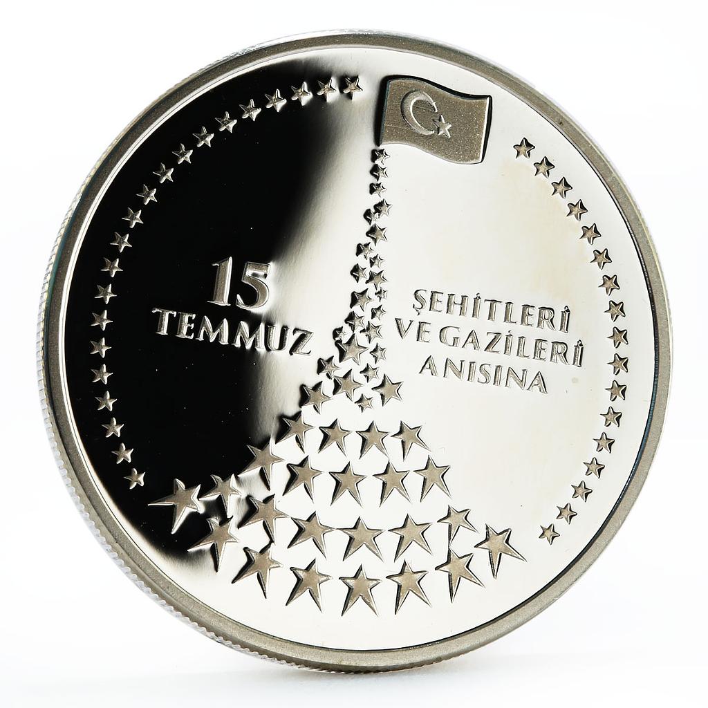 Turkey 20 lira In Memory of Martyrs and Heroes of 15th July silver coin 2016