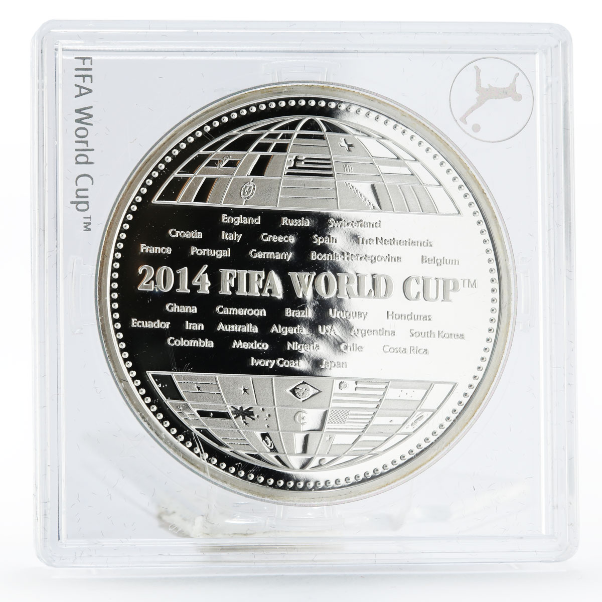 Armenia 100 dram Football World Cup in Brazil series Team Map silver coin 2014