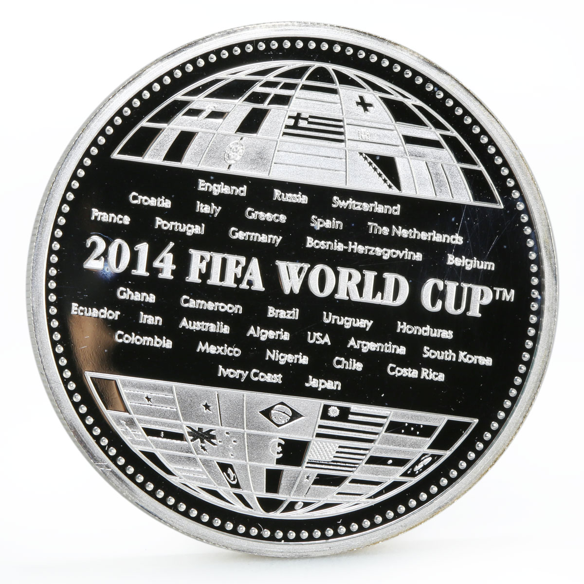 Armenia 100 dram Football World Cup in Brazil series Team Map silver coin 2014