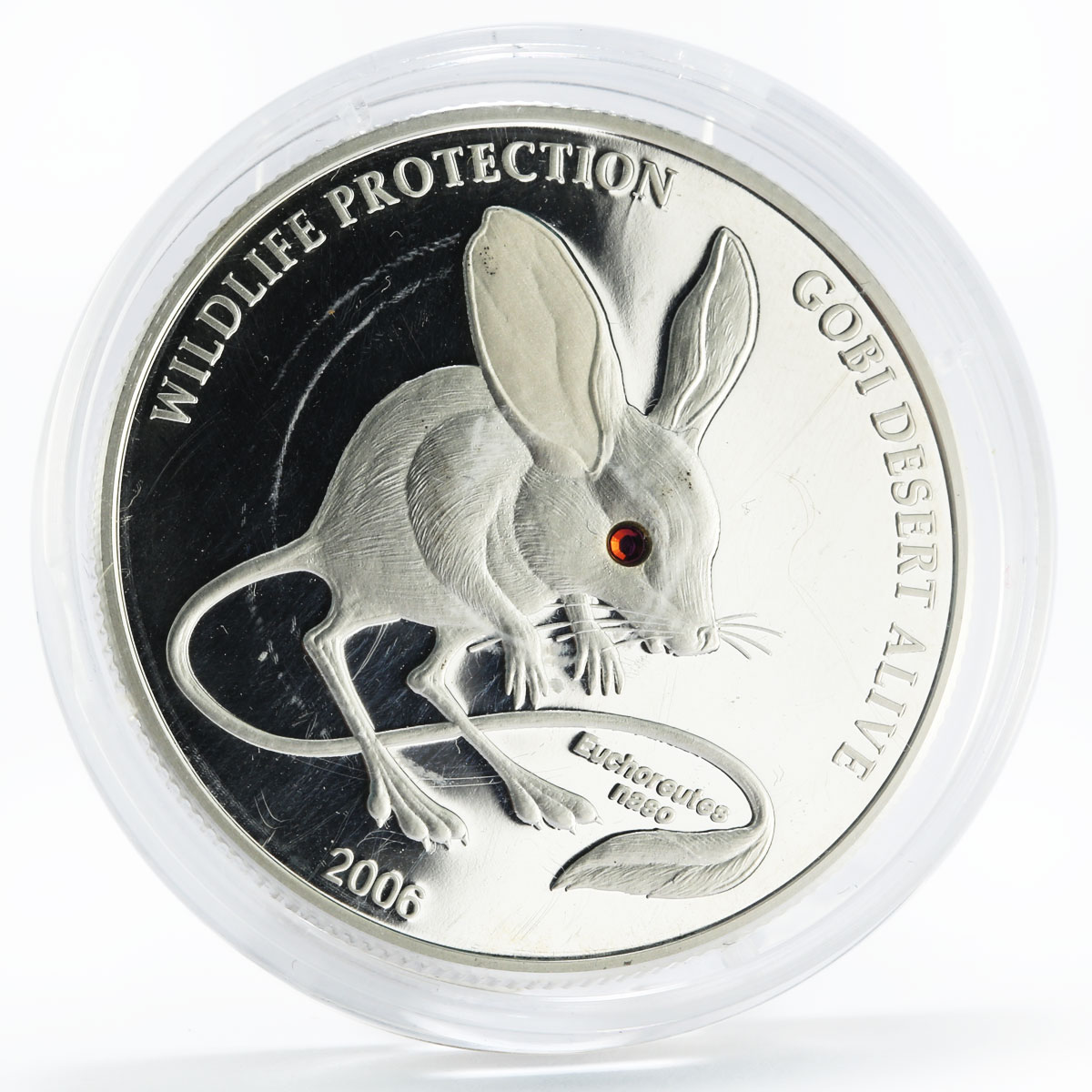 Mongolia 500 togrog Wildlife Protection series Jerboa proof silver coin 2006