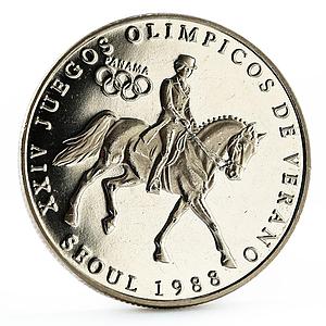 Panama 1 balboa Seoul Olympic Summer Games series Equestrian CuNi coin 1988