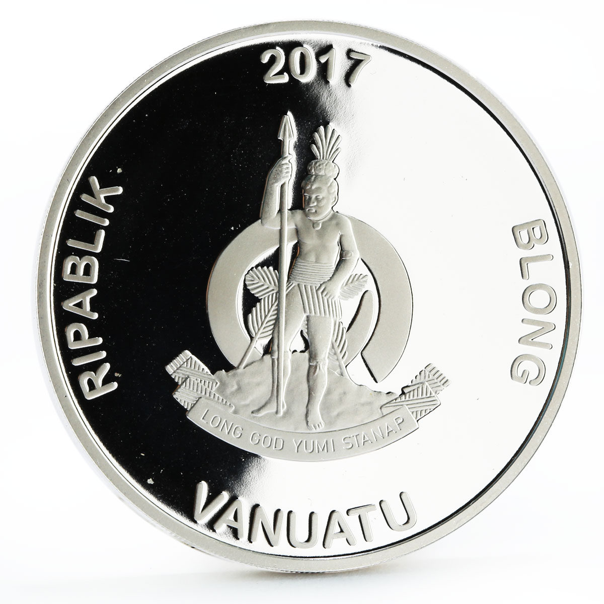 Vanuatu 10 vatu Leaf Erikson and His Viking Ship proof silver coin 2017