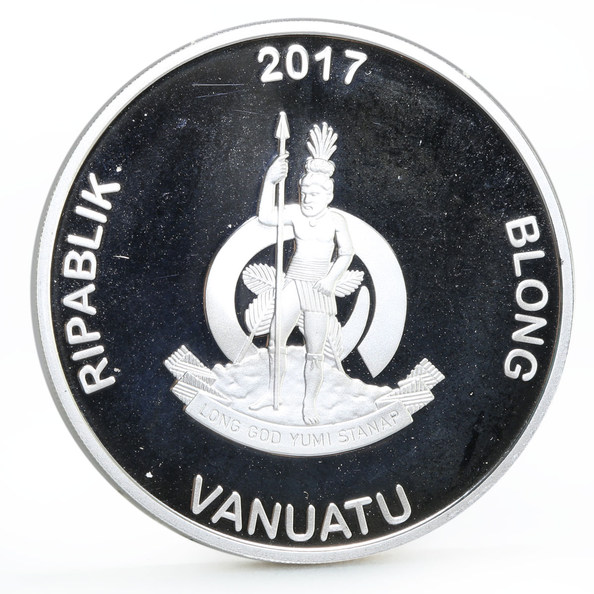 Vanuatu 10 vatu Leaf Erikson and His Viking Ship proof silver coin 2017