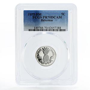 Bahamas 5 cents The Pineapple PR70 PCGS proof CuNi coin 1975