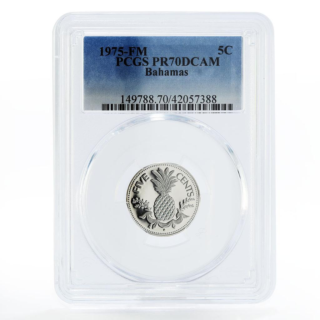 Bahamas 5 cents The Pineapple PR70 PCGS proof CuNi coin 1975