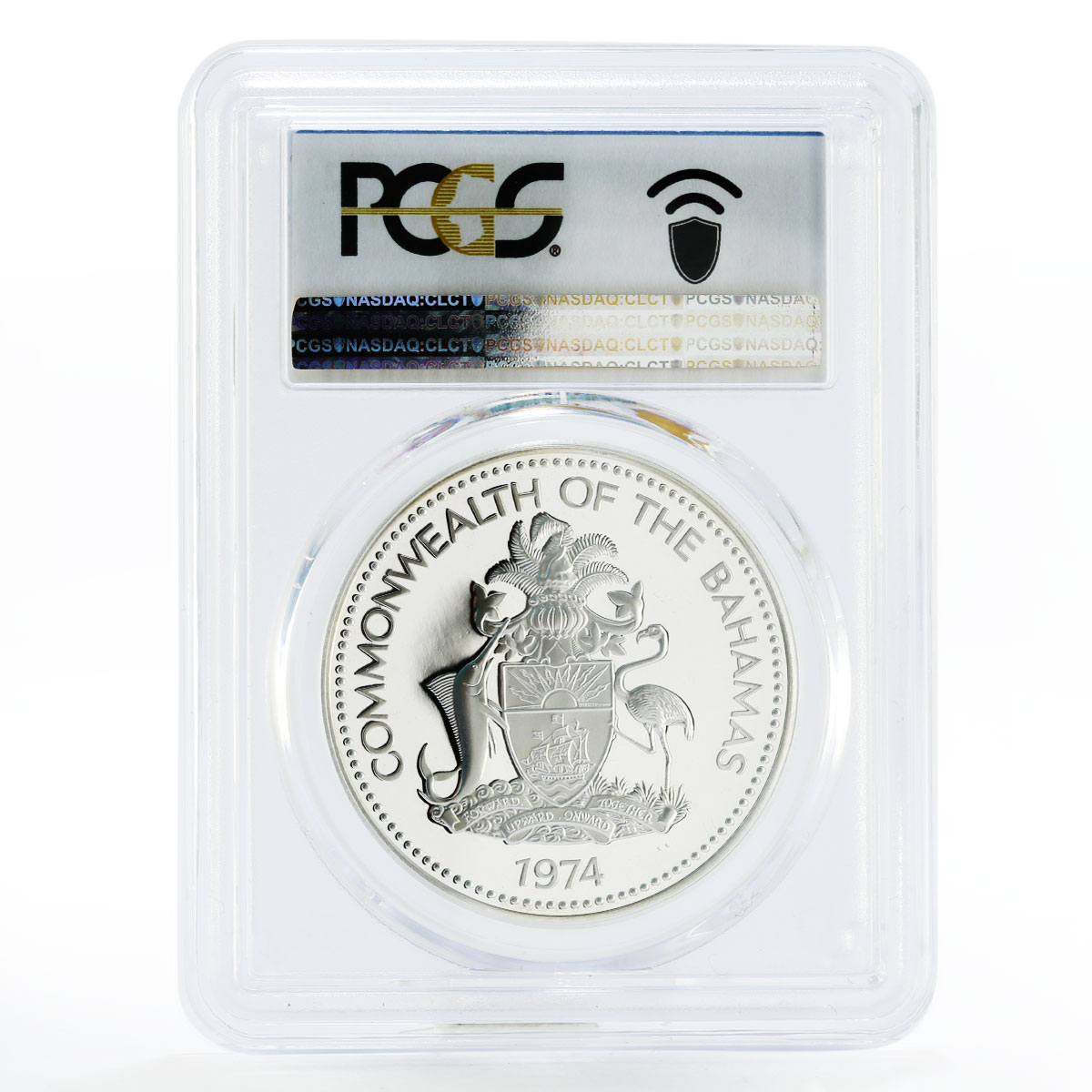 Bahamas 2 dollars Two Flamingos PR69 PCGS proof silver coin 1974