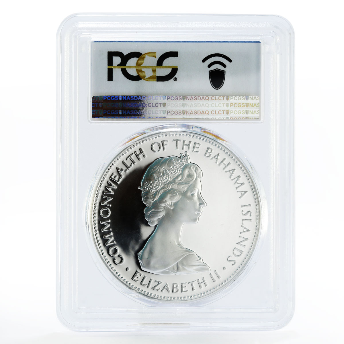 Bahamas 5 dollars Queen Elizabeth and Sailing Ship PR68 PCGS silver coin 1971