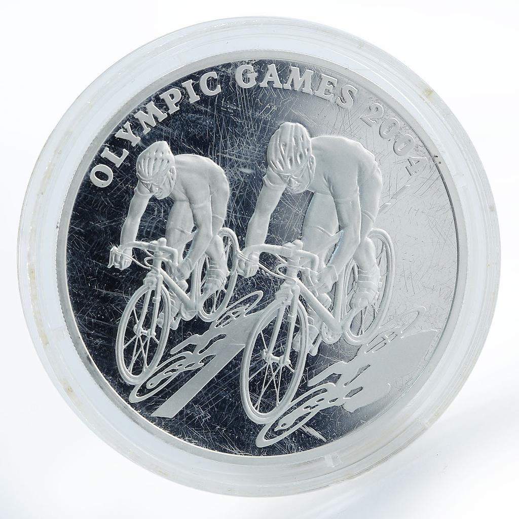 Kazakhstan 100 tenge Olympic Games Cycling Race silver proof coin 2004