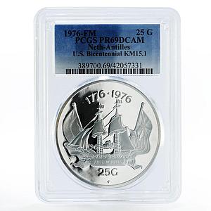 Netherlands Antilles 25 gulden Andrew Doria Ship PR69 PCGS silver coin 1976