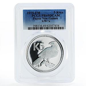 Papua New Guinea 5 kina New Guinea Eagle PR69 PCGS proof silver coin 1975