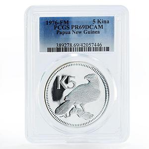 Papua New Guinea 5 kina New Guinea Eagle PR69 PCGS proof silver coin 1976