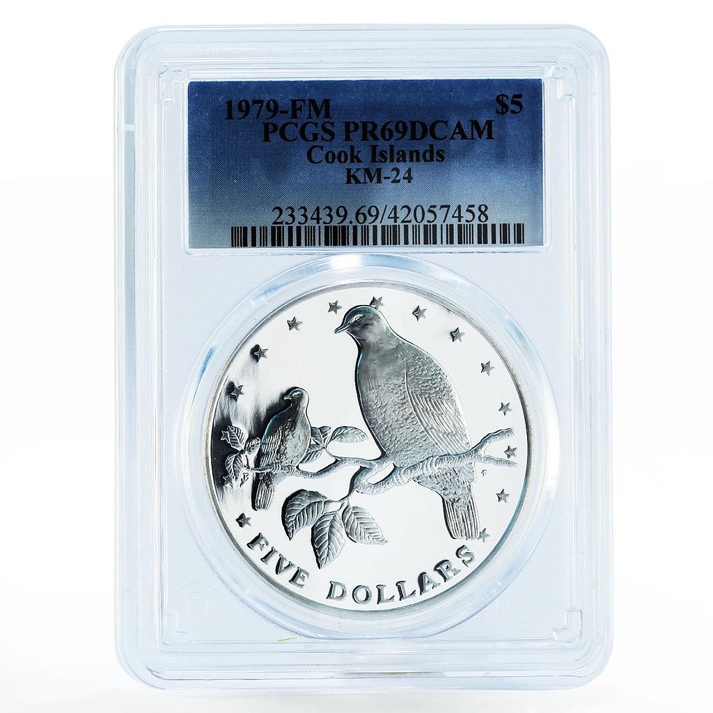 Cook Islands 5 dollars Wildlife series Fruit Doves PR69 PCGS silver coin 1979