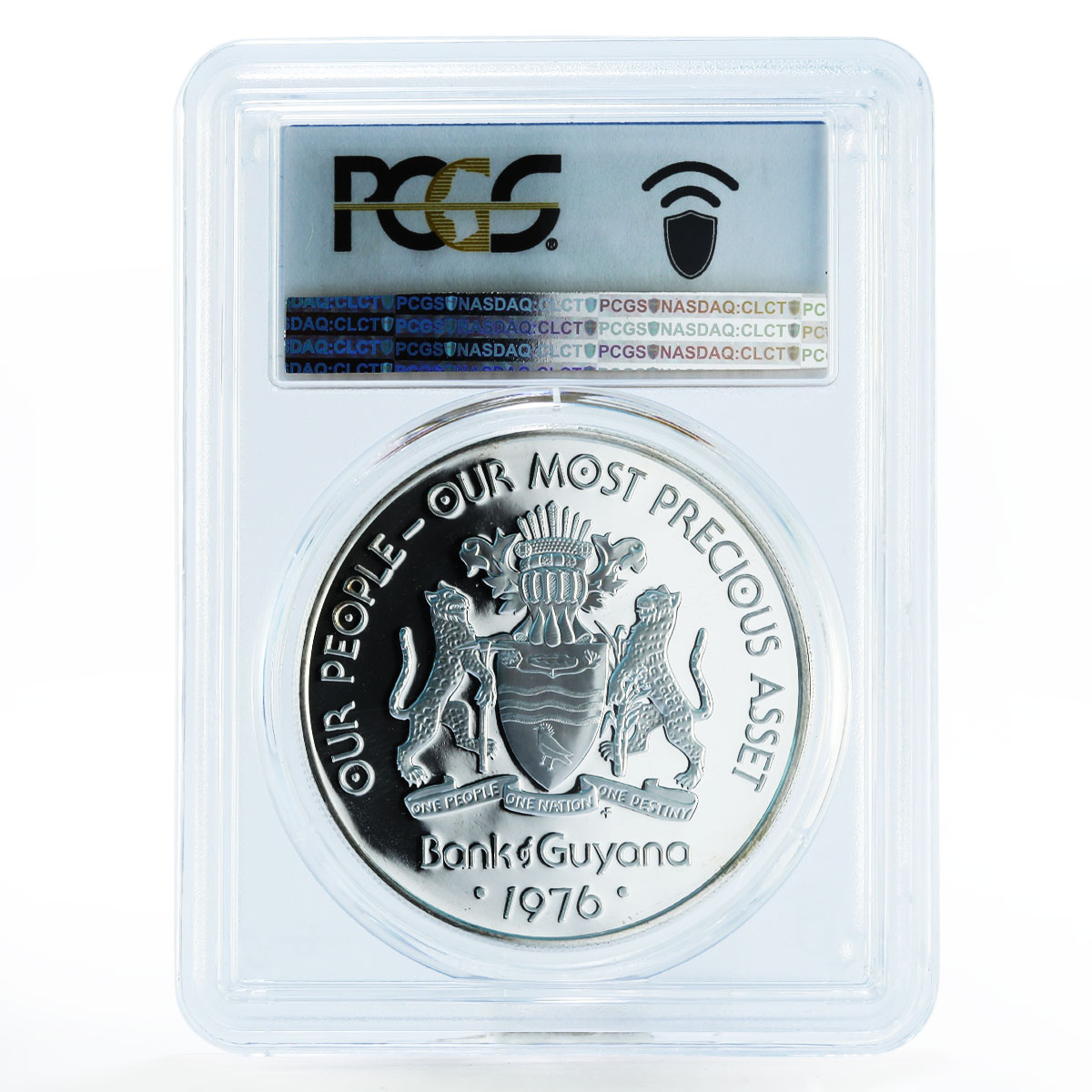 Guyana 5 dollars 10th Anniversary of Independence PR69 PCGS silver coin 1976