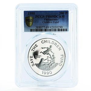 Philippines 200 piso Save the Children Fund PR69 PCGS proof silver coin 1990