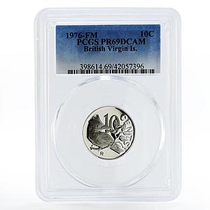 British Virgin Islands 10 cents Kingfisher Bird PR69 PCGS proof CuNi coin 1976