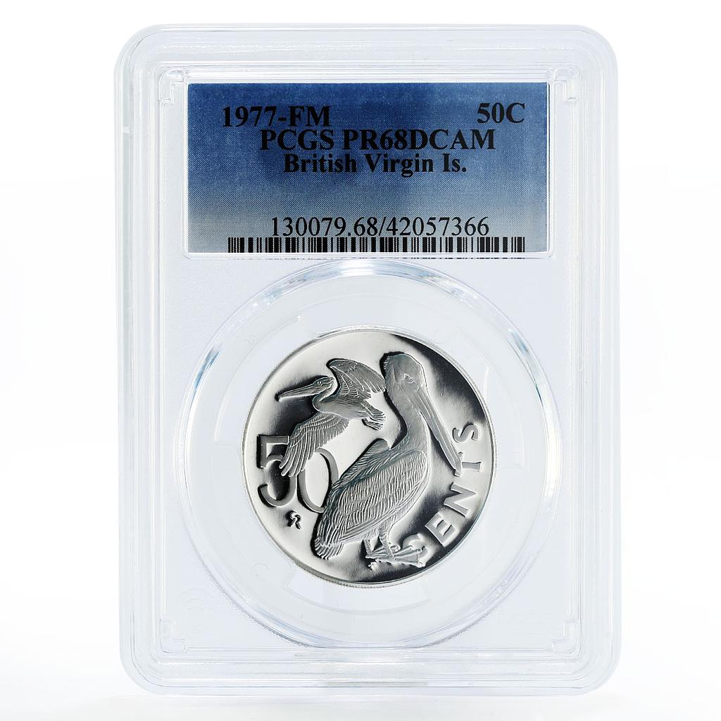 British Virgin Islands 50 cents Two Pelicans PR68 PCGS proof silver coin 1977